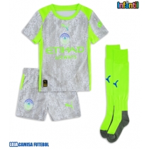 Camisa de Futebol Manchester City Erling Haaland #9 Equipamento Alternativo Infantil 2025-26 Manga Curta (+ Calças curtas)